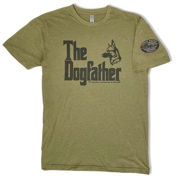 The Dogfather Green Graphic Tee Men’s S German Shepherd Dog Dad Shirt - Picture 1 of 8